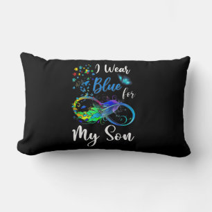 I Wear Blue for My Son Autism Awareness Mum Dad Ki Lumbar Cushion
