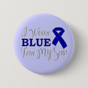 I Wear Blue For My Son (Blue Awareness Ribbon) 6 Cm Round Badge