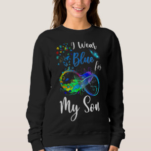 I Wear Blue For My Son Butterfly Autism Awareness Sweatshirt