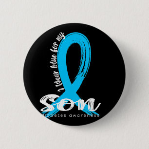 I Wear Blue For My Son Diabetes Awareness Blue Rib 6 Cm Round Badge