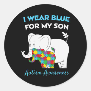 I Wear Blue For My Son Proud Autism Awareness Mum Classic Round Sticker