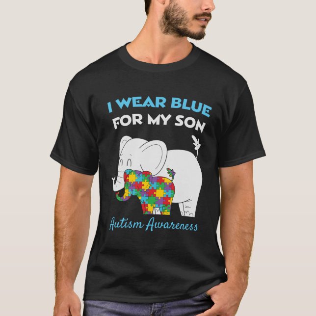 I Wear Blue For My Son Proud Autism Awareness Mum  T-Shirt (Front)
