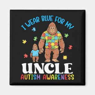 I Wear Blue For My Uncle Autism Awareness Bigfoot Magnet