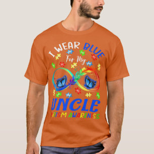 I Wear Blue For My Uncle Autism Awareness Butterfl T-Shirt