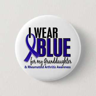I Wear Blue Granddaughter 10 Rheumatoid Arthritis 6 Cm Round Badge