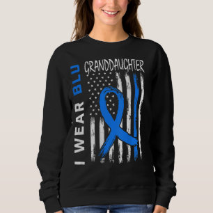 I Wear Blue Granddaughter Diabetes Awareness Flag Sweatshirt