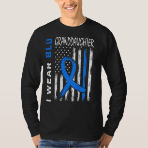 I Wear Blue Granddaughter Diabetes Awareness Flag  T-Shirt