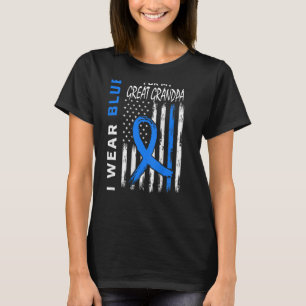 I Wear Blue Great Grandpa Diabetes Awareness Flag T-Shirt