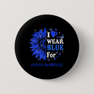 I wear Blue Twinkle Heart Sunflower Ataxia Awarene 6 Cm Round Badge