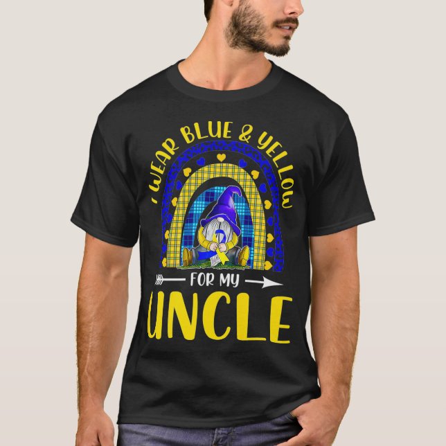 I Wear Blue Yellow For Uncle Down Syndrome T21 Pre T-Shirt (Front)