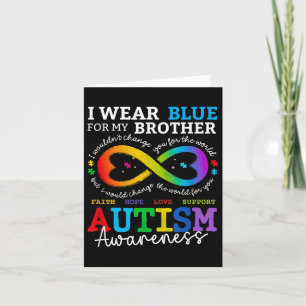 I Wear Blues For My Brother Autism Awareness Mum D Card