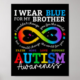 I Wear Blues For My Brother Autism Awareness Mum D Poster