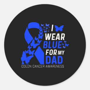 I Wear Blues For My Dads Fathers Day Colon Cancer  Classic Round Sticker