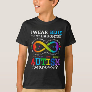 I Wear Blues For My Daughter Autism Awareness Mum  T-Shirt