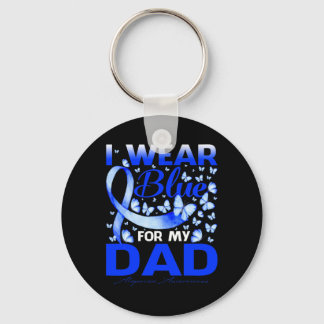 I Wear Bule For My Dad Alopecia Awareness Key Ring