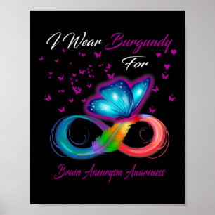 I Wear Burgundy For Brain Aneurysm Awareness 2 Poster