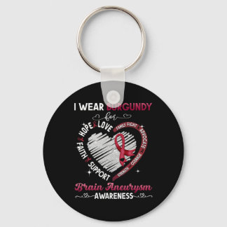 I Wear Burgundy For Brain Aneurysm Awareness Gifts Key Ring