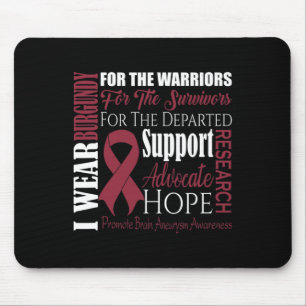 I Wear Burgundy For Brain Aneurysm Awareness Survi Mouse Pad