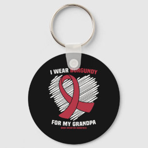 I Wear Burgundy For My Grandpa Brain Aneurysm Awar Key Ring