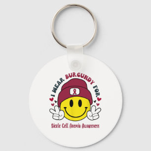 I Wear Burgundy For Sickle Cell Anaemia Awareness Key Ring