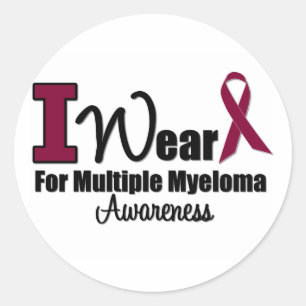 I Wear Burgundy Ribbon Multiple Myeloma Awareness Classic Round Sticker