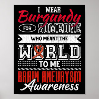 I Wear Dark Red For Someone Brain Aneurysm Awarene Poster