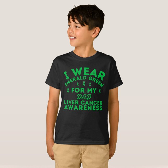 I Wear Emerald Green Liver Cancer Customise T-Shirt (Front Full)