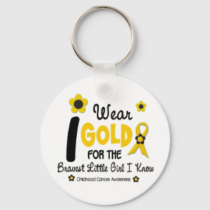 I Wear Gold For Bravest Girl 12 FLOWER VERSION Key Ring