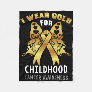I Wear Gold For Childhood Cancer Awareness 3 Fleece Blanket