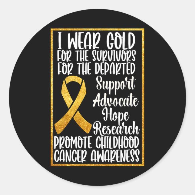 I Wear Gold For Childhood Cancer Awareness 5 Classic Round Sticker (Front)