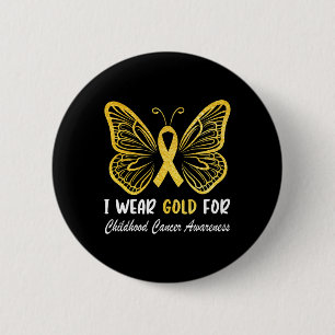 I Wear Gold For Childhood Cancer Awareness Golden  6 Cm Round Badge