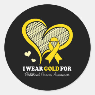 I Wear Gold For Childhood Cancer Hope And Support  Classic Round Sticker
