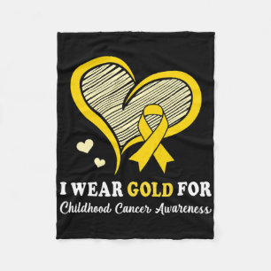 I Wear Gold For Childhood Cancer Hope And Support Fleece Blanket