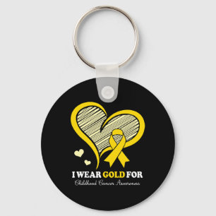I Wear Gold For Childhood Cancer Hope and Support Key Ring