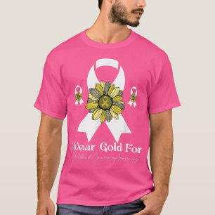 I Wear Gold For Childhood Cancer Sunflower ribbon  T-Shirt