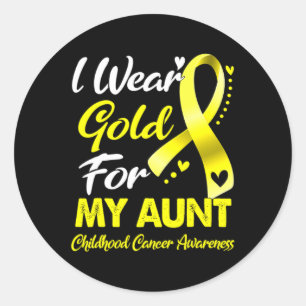 I Wear Gold For My Aunt Childhood Cancer Awareness Classic Round Sticker