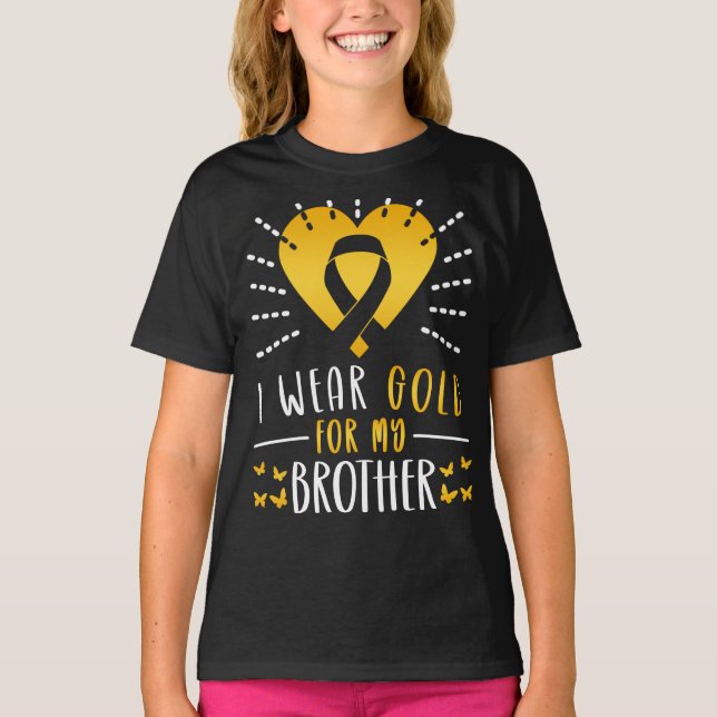 I Wear Gold For My Brother Heart T-Shirt (Front)