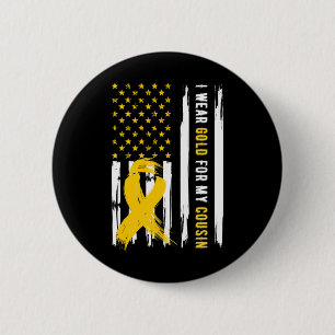 I Wear Gold For My Cousin Childhood Cancer Awarene 6 Cm Round Badge