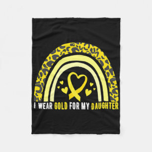 I Wear Gold For My Daughter Childhood Cancer Aware Fleece Blanket