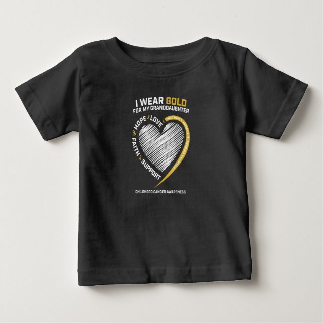 I Wear Gold For My Granddaughter Childhood Baby T-Shirt (Front)