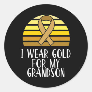 I Wear Gold for My Grandson Childhood Cancer Aware Classic Round Sticker