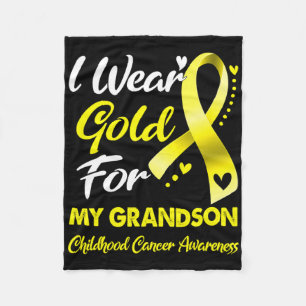 I Wear Gold For My Grandson Childhood Cancer Aware Fleece Blanket