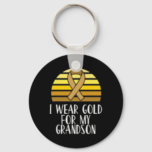 I Wear Gold for My Grandson Childhood Cancer Aware Key Ring