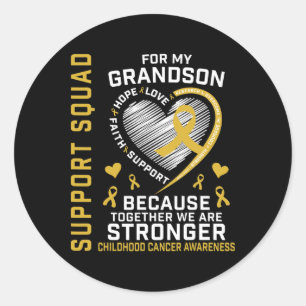 I Wear Gold For My Grandson Childhood Cancer Suppo Classic Round Sticker