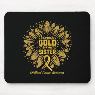 I Wear Gold For My Sister - Gold Sunflower Childho Mouse Pad