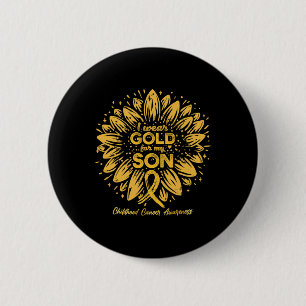 I Wear Gold For My Son - Gold Sunflower Childhood  6 Cm Round Badge
