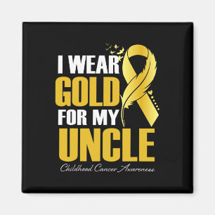 I Wear Gold For My Uncle Childhood Cancer Feather Magnet