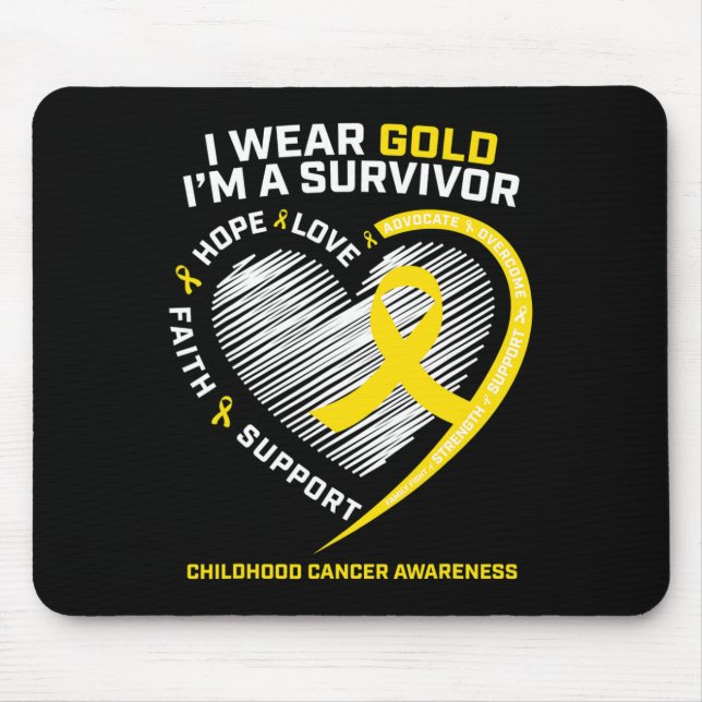 I Wear Gold I'm A Survivor Kids Childhood Cancer A Mouse Pad (Front)
