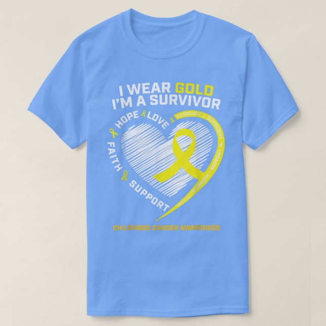 I Wear Gold I'm A Survivor Kids Childhood Cancer A T-Shirt (Design Front)