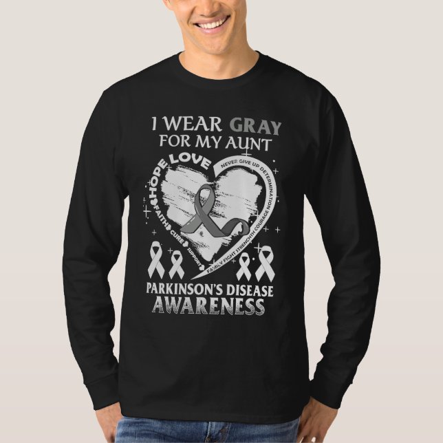 I Wear Gray For My Aunt Parkinson's Disease Awaren T-Shirt (Front)